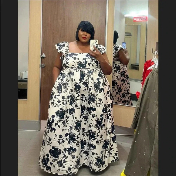 NWT Women's Ankle A-Line Tank Dress - Future Collective Pink Floral 1X - Picture 4 of 5